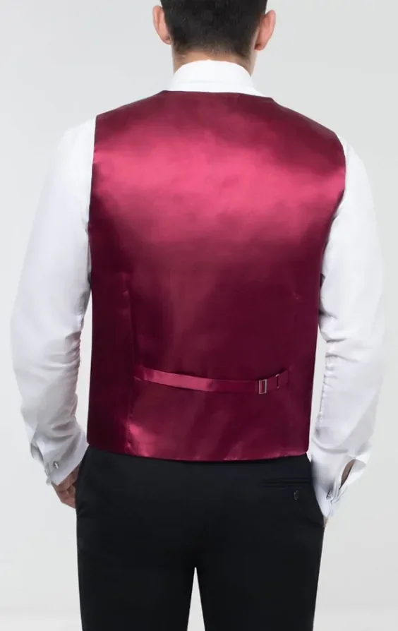 Burgundy Dupion Waistcoat thumbnail 6