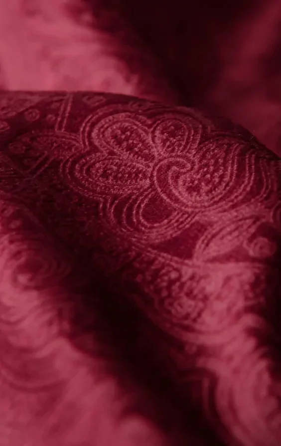 Burgundy Paisley Velvet Double Breasted Tuxedo Waistcoat thumbnail 5