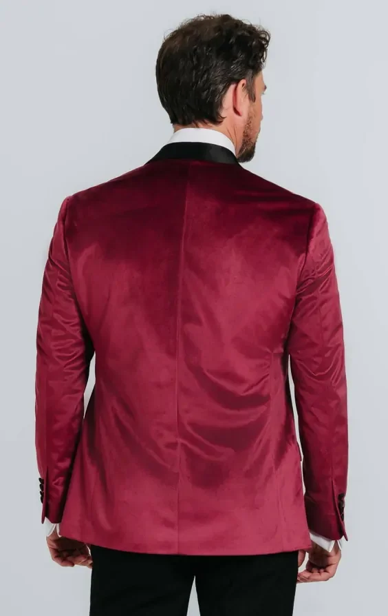 Burgundy Slim Fit Velvet Jacket thumbnail 3