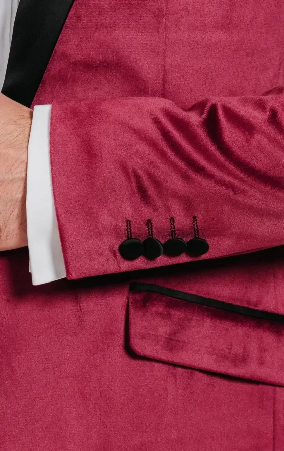 Burgundy Slim Fit Velvet Jacket thumbnail 4