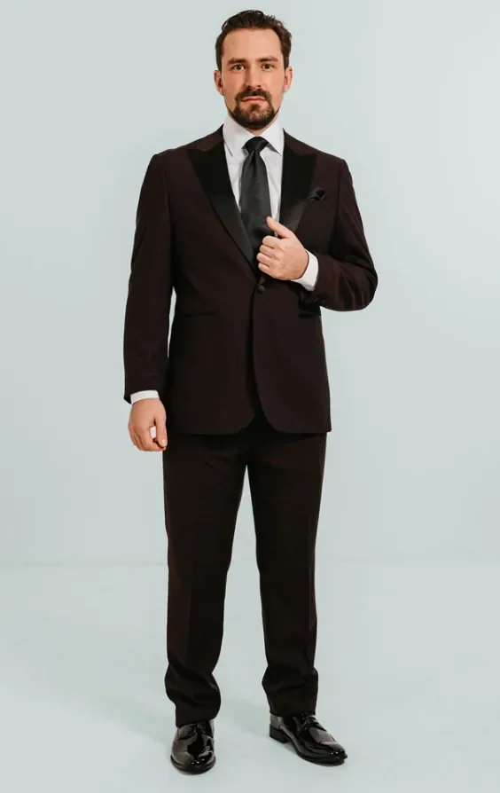 Burgundy Tuxedo with Peak Lapel thumbnail 3