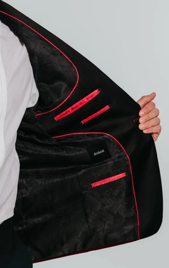 Burgundy Velvet Tuxedo with Black Trousers thumbnail 7