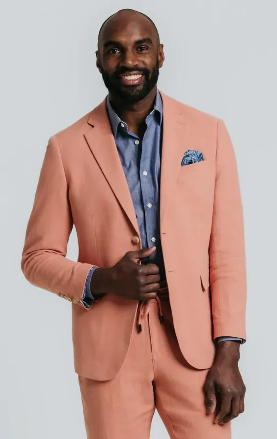 Coral Linen Twill Casual Suit thumbnail 2