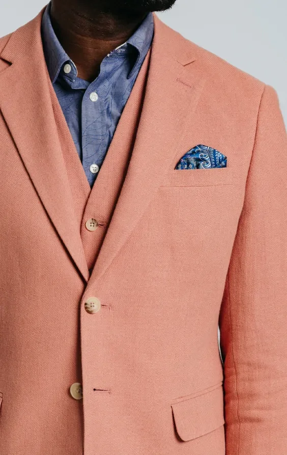 Coral Linen Twill Casual Suit thumbnail 6