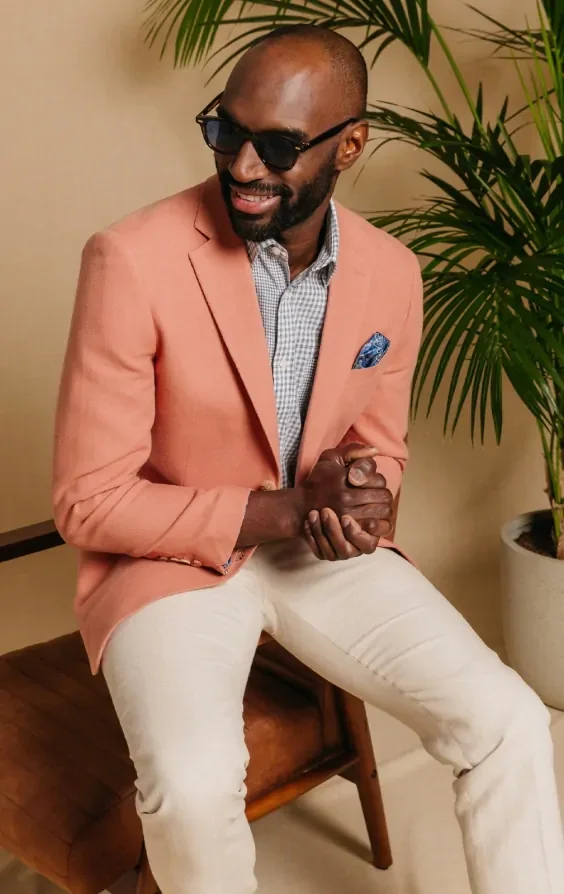 Coral Linen Twill Jacket thumbnail 4