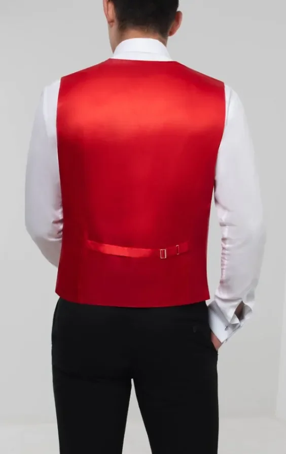 Crimson Red Dupion Waistcoat thumbnail 6