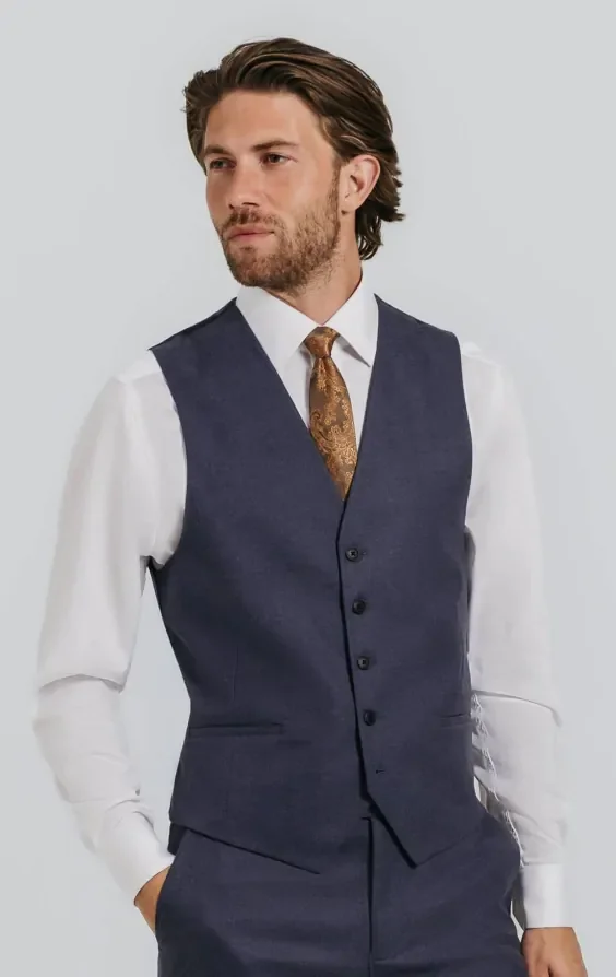 Dark Blue Twill Waistcoat thumbnail 2