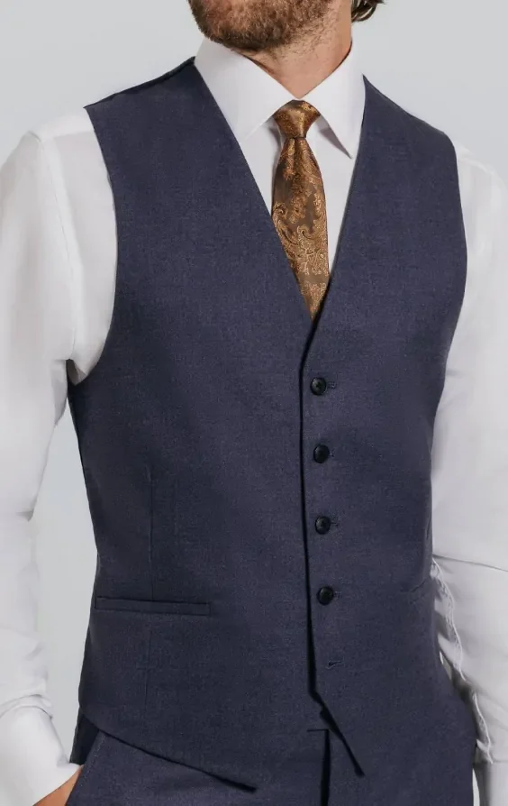 Dark Blue Twill Waistcoat thumbnail 3