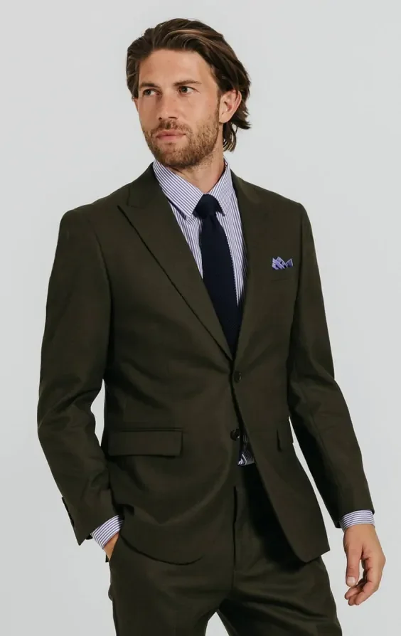 Dark Green Twill Suit thumbnail 2