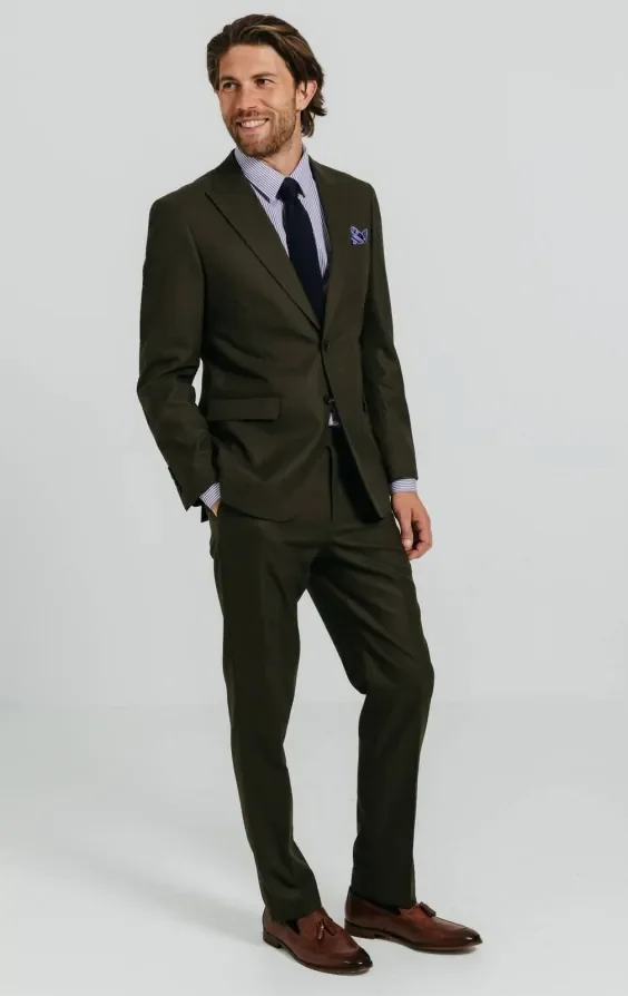 Dark Green Twill Suit thumbnail 3