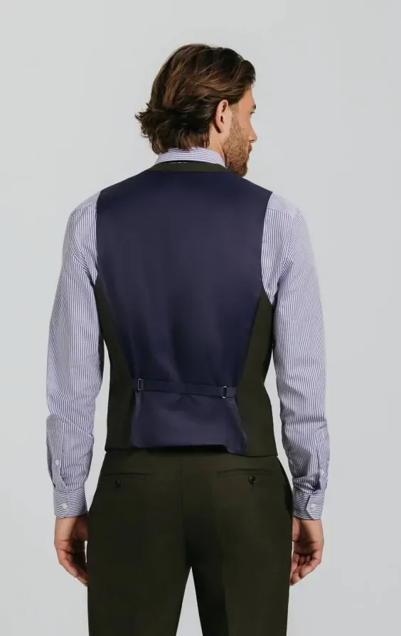 Dark Green Twill Waistcoat thumbnail 4