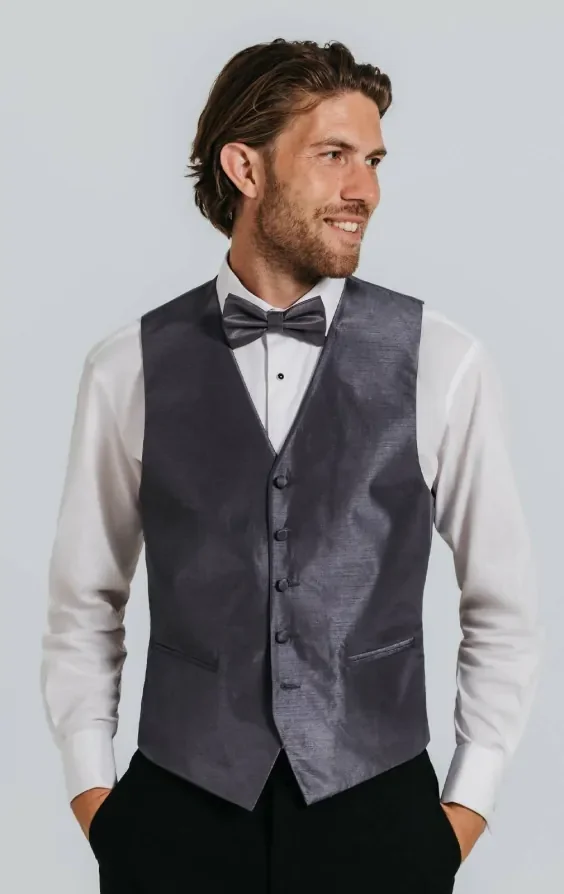 Dark Grey Dupion Waistcoat thumbnail 2