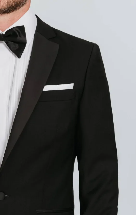 Black 100% Wool 3 Piece Tuxedo with Notch Lapel thumbnail 6