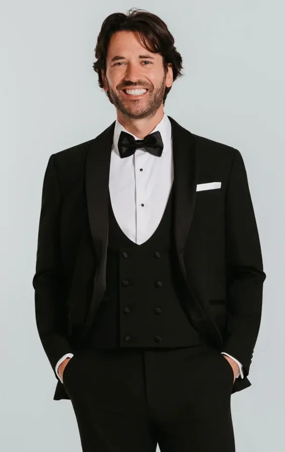 Black 3 Piece Tuxedo with Shawl Lapel thumbnail 2