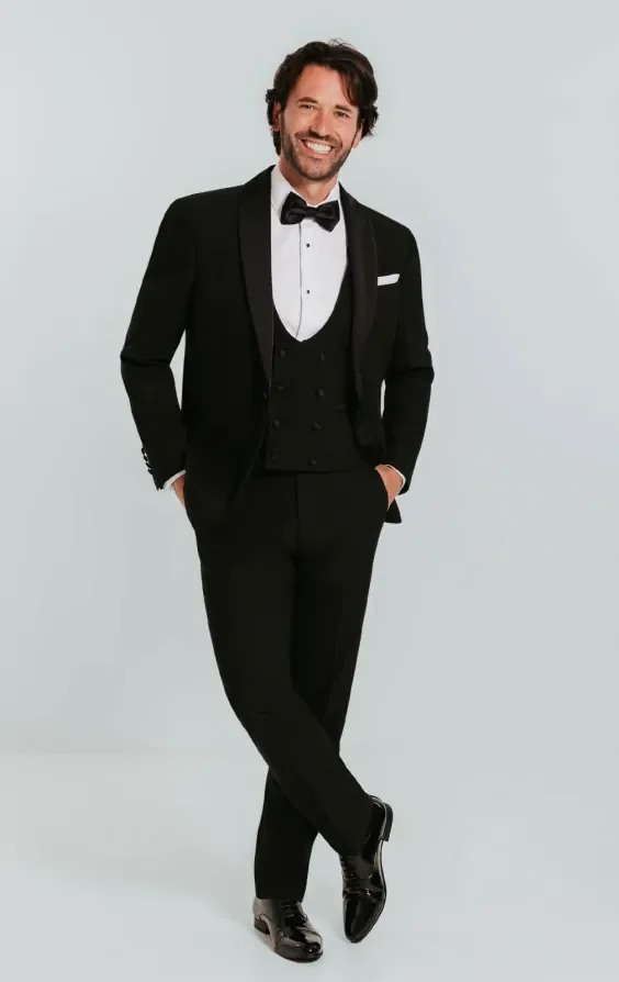 Black 3 Piece Tuxedo with Shawl Lapel thumbnail 3