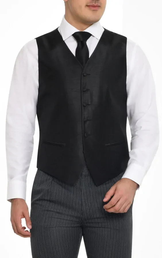 Black Dupion Waistcoat thumbnail 2