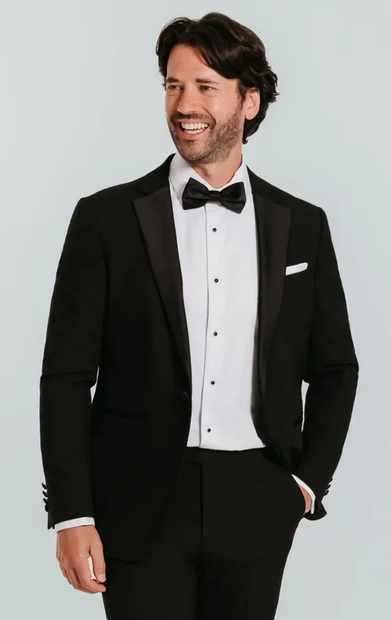 Black Slim-Fit Dinner Jacket with Notch Lapel thumbnail 2