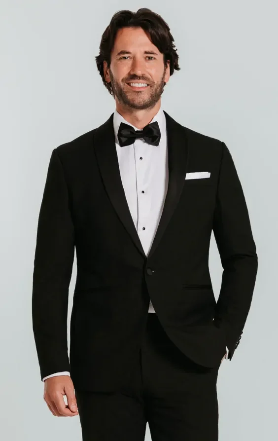 Black Slim-Fit Tuxedo with Shawl Lapel thumbnail 2