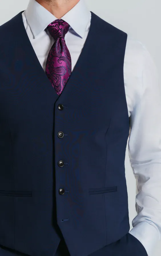 Blue Slim Fit Waistcoat thumbnail 3