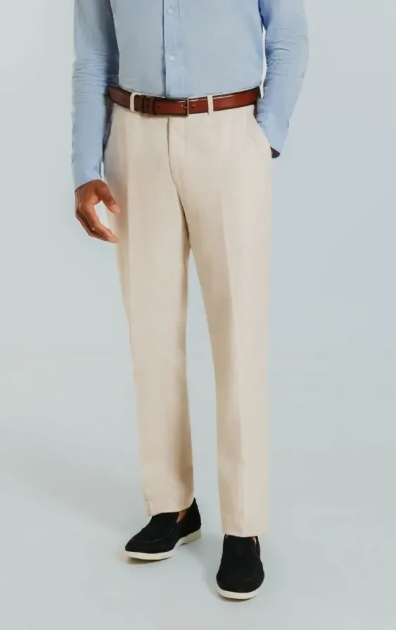 Cream Linen Slim Fit 3 Piece Suit thumbnail 6