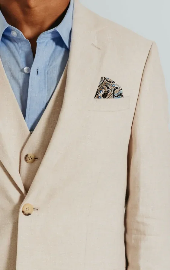 Cream Linen Slim Fit Suit thumbnail 6