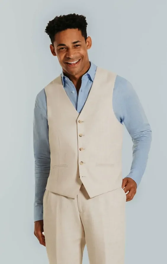 Cream Linen Slim Fit Suit thumbnail 9