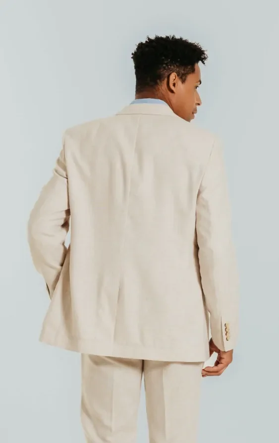 Cream Linen Suit Jacket thumbnail 3