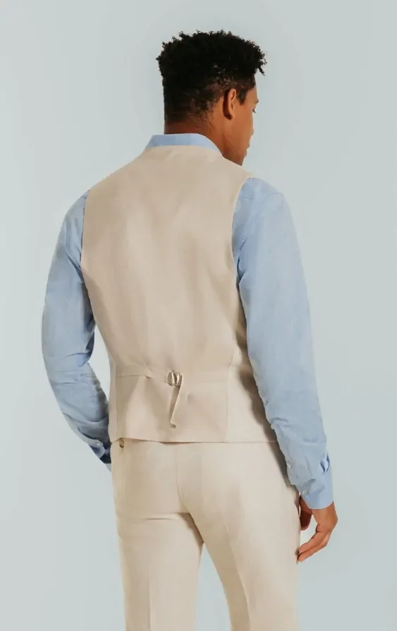 Cream Linen Waistcoat thumbnail 4