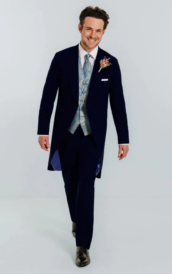 Duck Egg Blue Paisley Waistcoat thumbnail 3