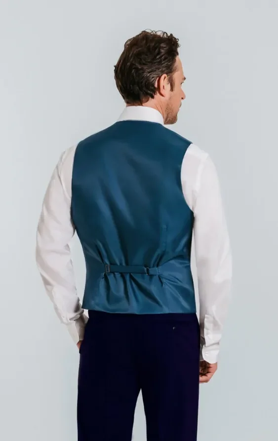 Duck Egg Blue Paisley Waistcoat thumbnail 5