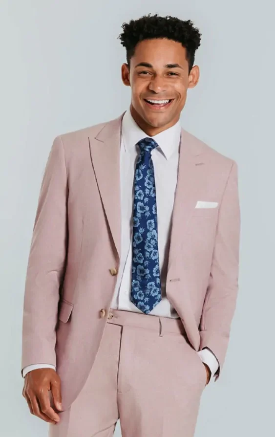 Dusty Pink Suit Jacket with Peak Lapel thumbnail 2