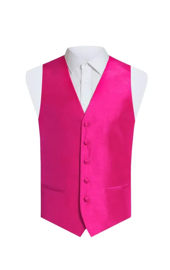 Fuchsia Dupion Waistcoat thumbnail 2