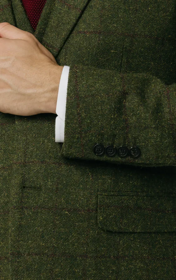 Green Windowpane Check Tweed 3 Piece Suit thumbnail 4