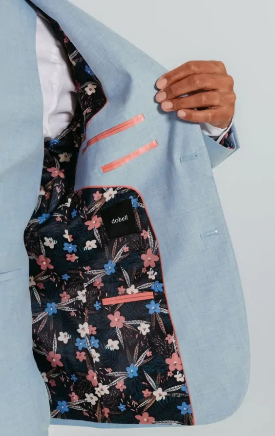 Light Blue 3 Piece Suit with Peak Lapel thumbnail 8