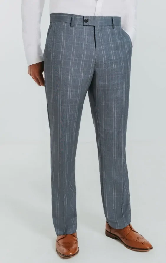 Light Blue Check Suit with Peak Lapel thumbnail 9