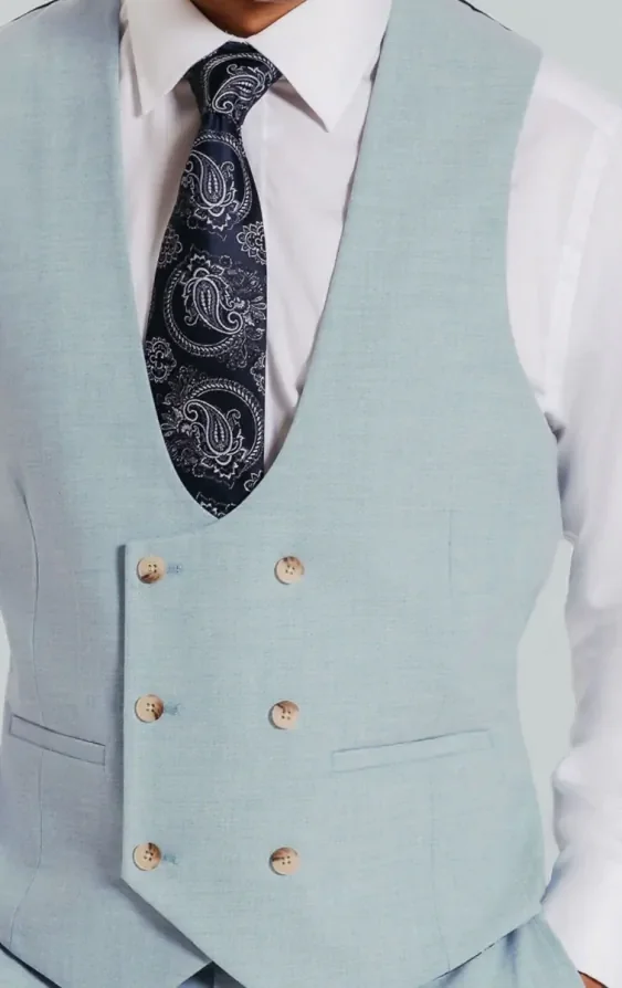 Light Blue Double Breasted Waistcoat thumbnail 3