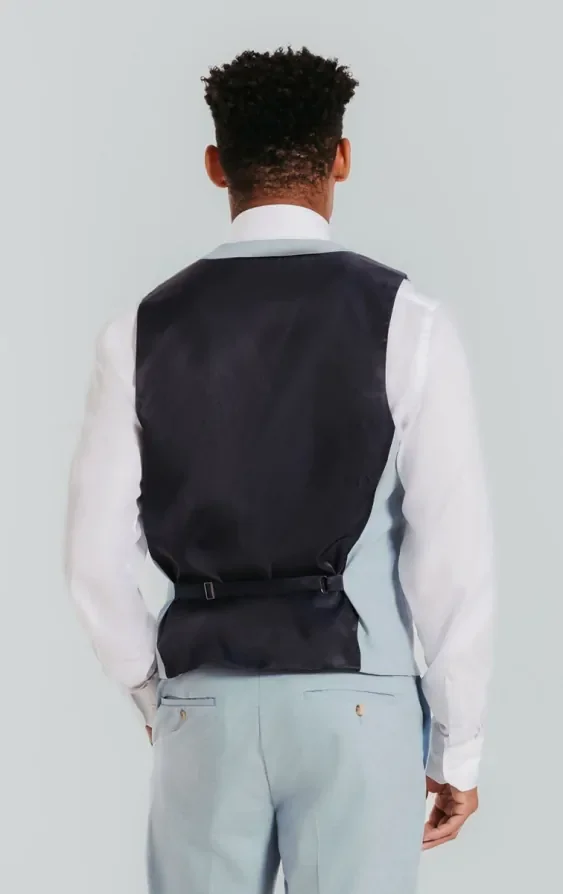 Light Blue Double Breasted Waistcoat thumbnail 4