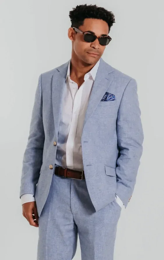 Light Blue Linen Suit Jacket thumbnail 2