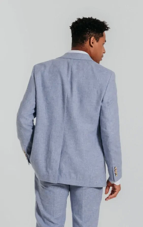 Light Blue Linen Suit Jacket thumbnail 3