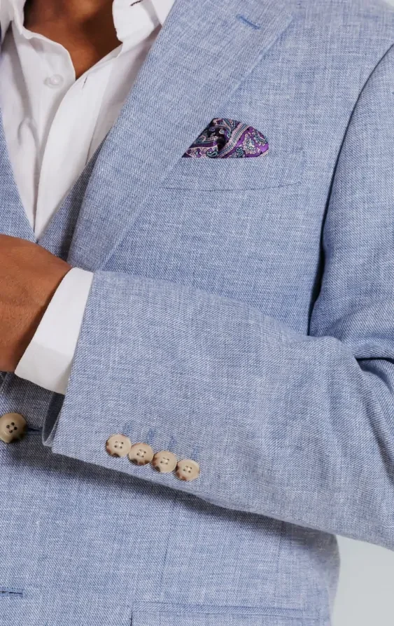 Light Blue Linen Suit Jacket thumbnail 4