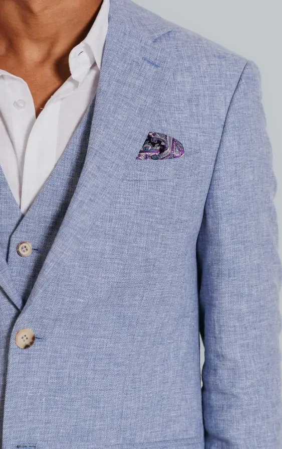 Light Blue Linen Suit Jacket thumbnail 5