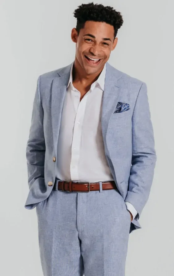 Light Blue Linen Suit thumbnail 2