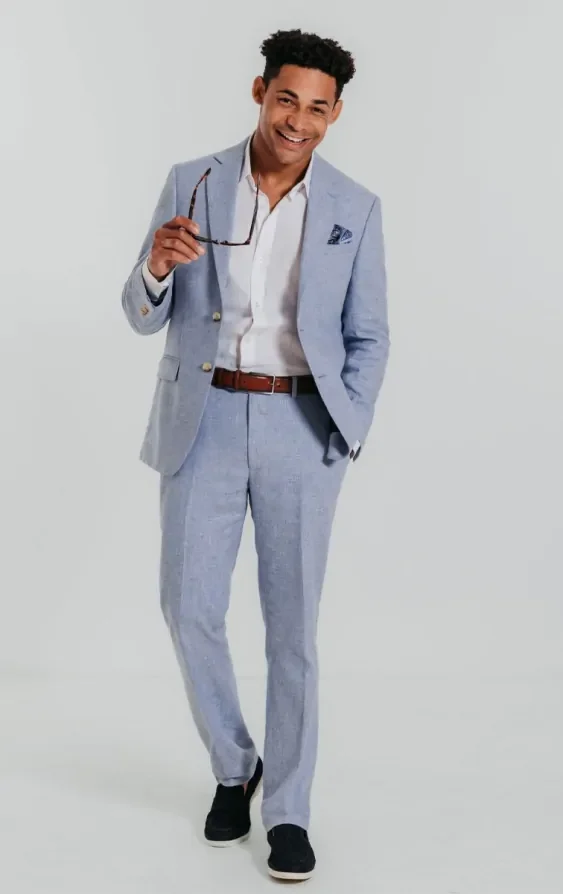 Light Blue Linen Suit thumbnail 3