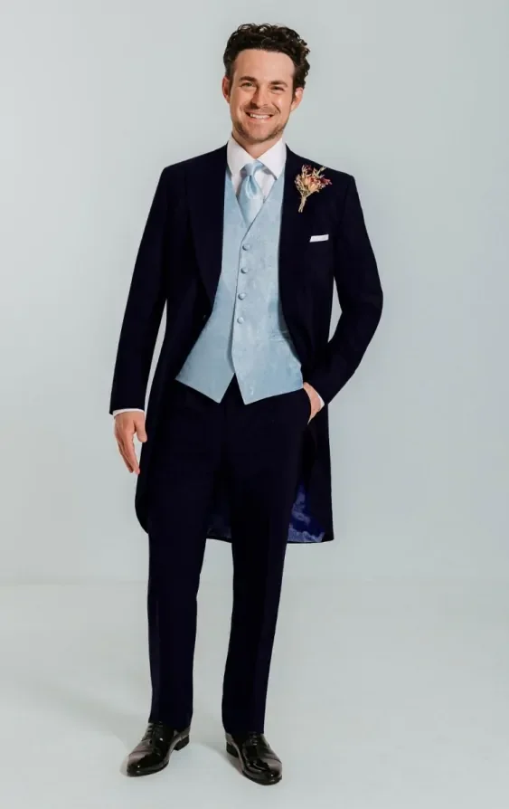 Light Blue Paisley Waistcoat thumbnail 3