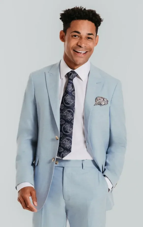 Light Blue Suit Jacket with Peak Lapel thumbnail 2