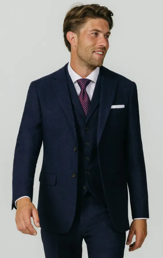 Navy Donegal Tweed 3 Piece Suit thumbnail 2