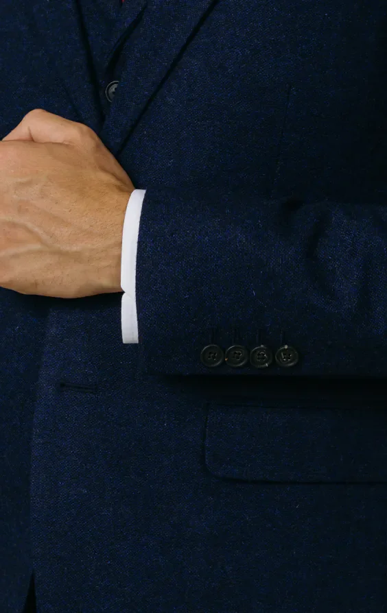 Navy Donegal Tweed 3 Piece Suit thumbnail 4
