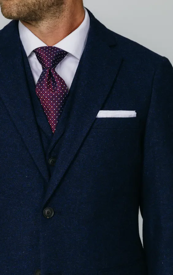 Navy Donegal Tweed 3 Piece Suit thumbnail 5