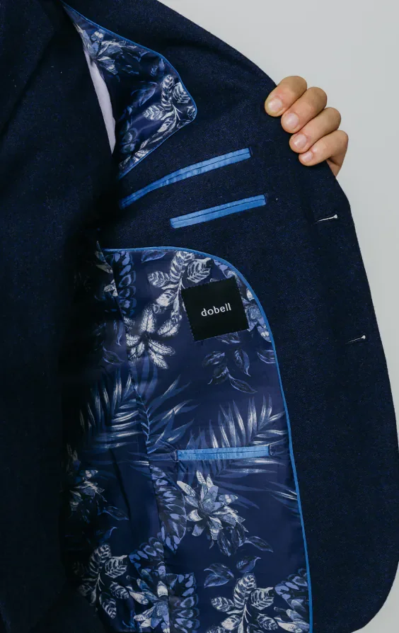 Navy Donegal Tweed 3 Piece Suit thumbnail 6