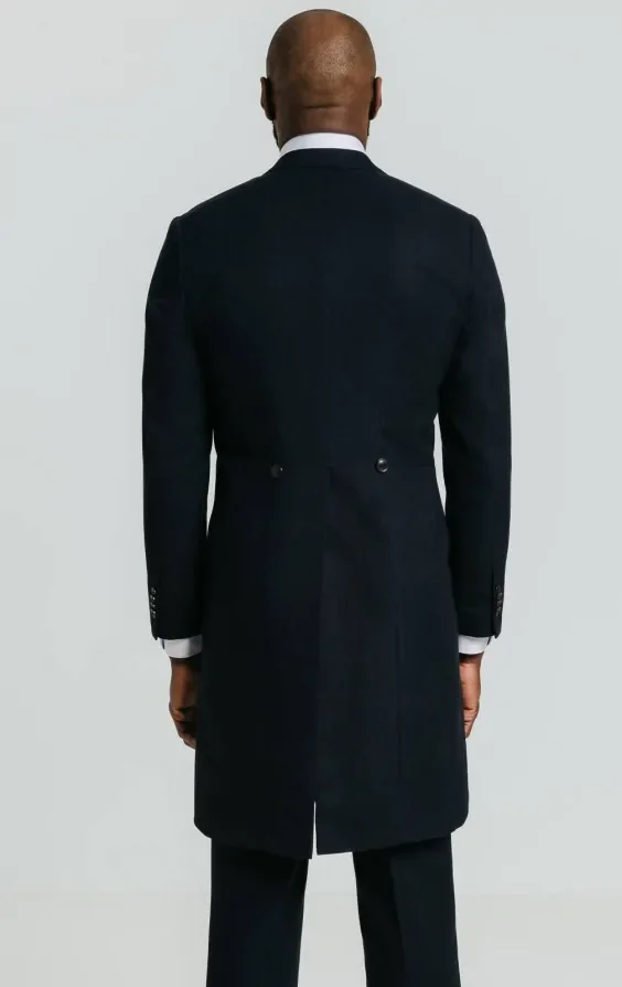 Navy Herringbone Morning Suit with Matching Trousers thumbnail 4